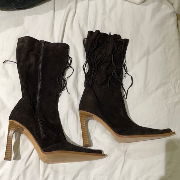 Rebels 8 chocolate suede fringe boot worn once - Picture 1 of 11